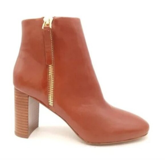 NEW Jeffrey Campbell Prianka Cognac Leather Ankle Zip Booties/Sz. 6 - Picture 1 of 12